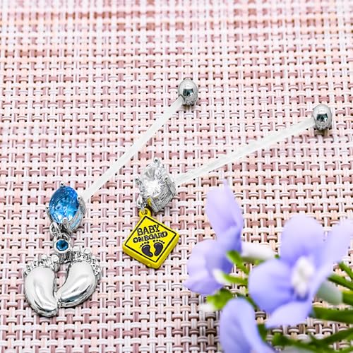 14G Flexible Clear Acrylic Pregnancy Belly Button Ring Flower,letter Dangle Pregnancy Maternity Belly Rings - color: blue