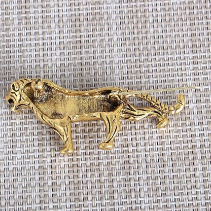 HETICA Vintage Animal Dragon Skull Wolf Crown Lion Brooch for Men Women Suit Tie Dress Lapel Pin Fashion Jewelry - style: Vintage Gold Tiger