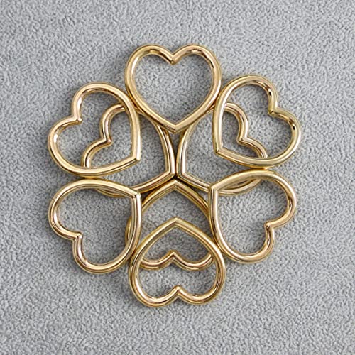 Heart Shape Metal Craft Ring Buckle,10 Pieces Heart Shape Hollow, for Punk Leather Choker Necklaces, Gothic Accessory - color: gold