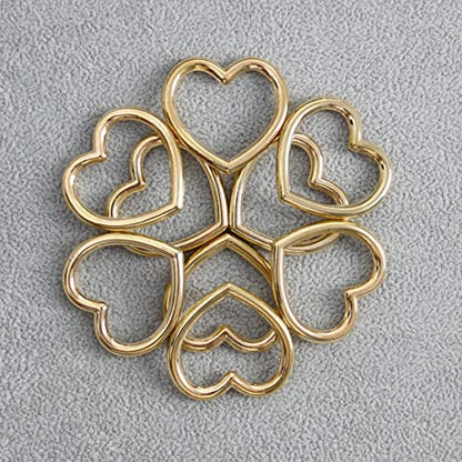 Heart Shape Metal Craft Ring Buckle,10 Pieces Heart Shape Hollow, for Punk Leather Choker Necklaces, Gothic Accessory - color: gold