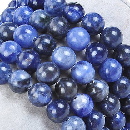 MASSIVE BEADS Natural Healing Power Gemstone Crystal Beads Unisex Adjustable Macrame Bracelets - color: Blue Sodalite, size: 8mm