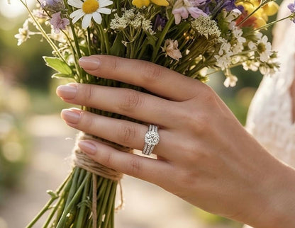 Trendy Women's Eternity Proposal Ring | Shiny Cubic Zirconia Inlaid Fashion Finger Jewelry - color: Silver