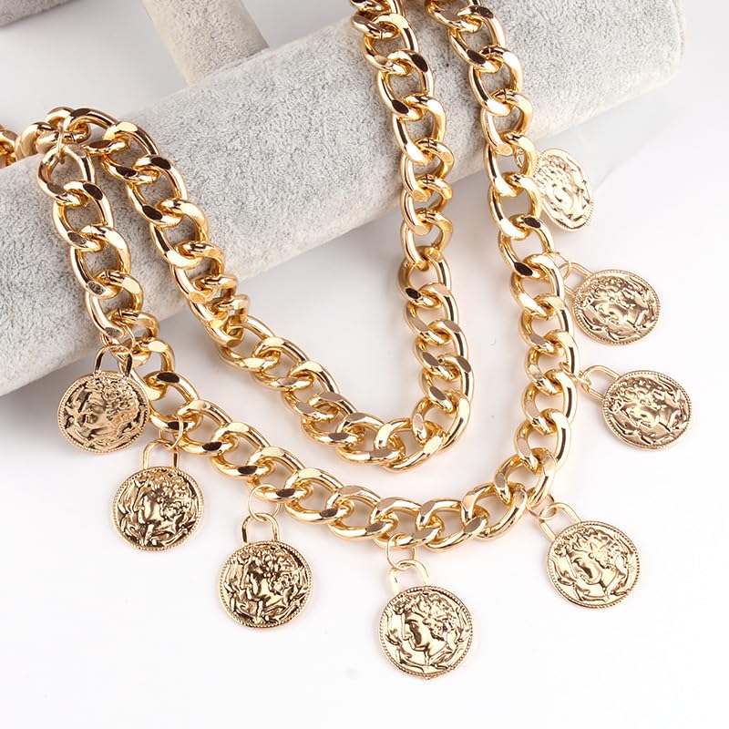 Pirate Waist Chain for Women Multilayer Metal Waist Chain Belt Adjustable Long Belt Body Belly Chain Boho Layered Coin Waist Chain Pirate Costume Women Men Jewellery - style: Style-C