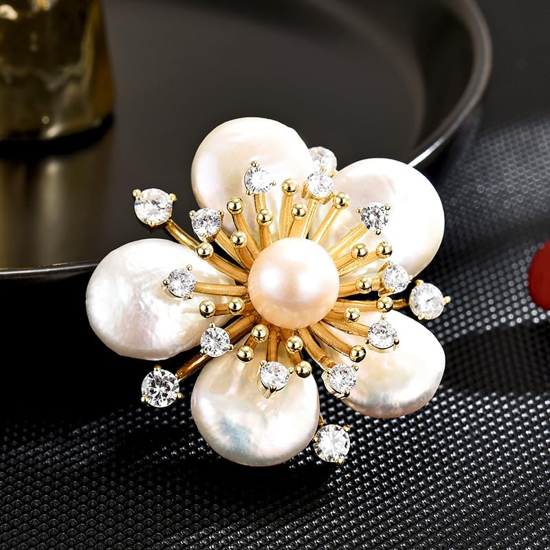 Brooches and Pins for Women Elegant Flower Pearl Brooches Costume Broches Jewelry Lady Christmas Pin for Women - style: GD-1764