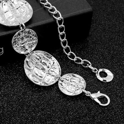 LIMHOO Women's Metal Waist Chain Belts Gold Silver Link Belt for Dresses - color: Circle Silver, size: M: Length 120cm/47.2in