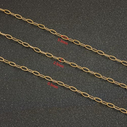 UMAOKANG 32.8 Feet Embossed Paperclip Jewelry Chain Roll Dainty Gold Plated Stainless Steel Chains for Jewelry Making - color: Embossed Paperclip Gold