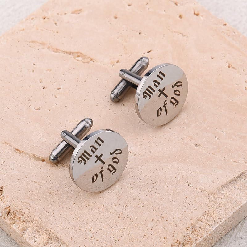 Religious Cufflinks for Men Christian Gifts for Dad Son Grandpa Fathers Day Gift for Husband Uncle Man Of God - style: man of god 02