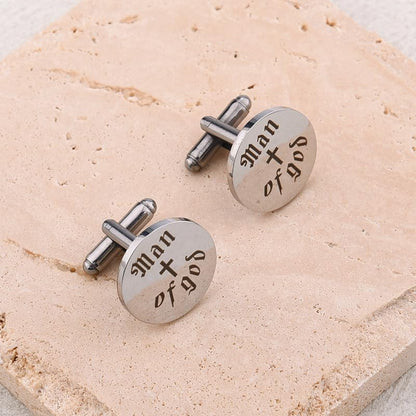 Religious Cufflinks for Men Christian Gifts for Dad Son Grandpa Fathers Day Gift for Husband Uncle Man Of God - style: man of god 02