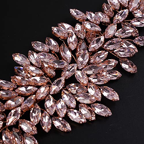 JWICOS Bridal Headband Crystal Hair Vine Wedding Headpiece for Bride & Girls (Rose Gold) - color: Rose Gold