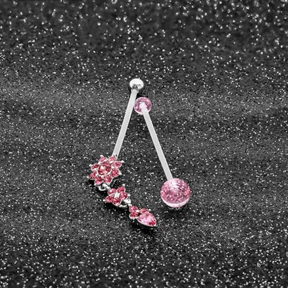 14G Flexible Clear Acrylic Pregnancy Belly Button Ring Flower,letter Dangle Pregnancy Maternity Belly Rings - color: pink