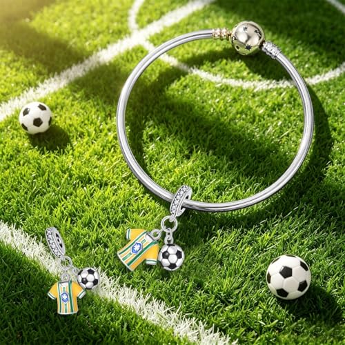 Pandach 925 Sterling Silver Charms Beads for Bracelets and Necklaces Butterfly and Headphones Pendants Clover Charms Jewelry Gift for Women - style: Soccer jerseys Charm