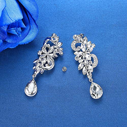 Marquise Crystal Bridal Chandelier Dangle Drop Earrings Ladies Gifts in Silver/Gold Tone - color: J-Clear Earrings Pin