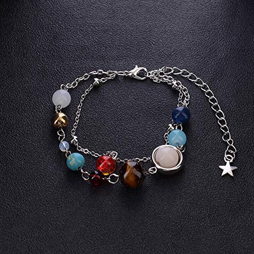 Summer Galaxy Solar System Universe Eight Planets Guardian Star Beads Foot Chain Barefoot Anklets Ankle Bracelet Jewelry-Silver Bead