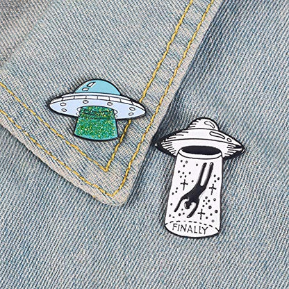 Premium Handmade Enamel Lapel Pin Brooch Badge - color: [UFO] Finally Took Me, size: 1 Pin