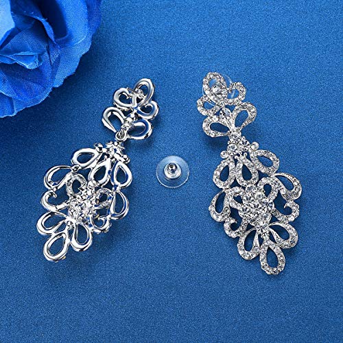Wedding Teardrop Dangle Earrings Crystal Rhinestone Beaded Chandelier Earrings for Brides Gold - color: C-clear