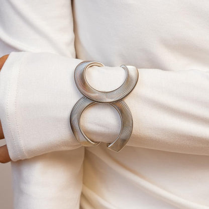 Chunky Cuff Bracelets for Women Wide Gold/Silver Cuffs Bangle Hollow Out Adjustable Bracelets Punk Vintage Jewelry - style: Silver B