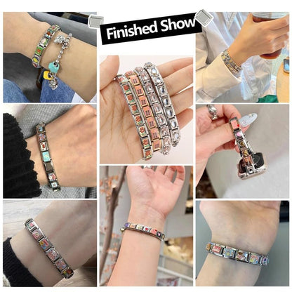 Italian Charms Bracelet Sets with 1Pcs Starter Brascelet 9Pcs Charms 9mm Italian Modular Charm Bracelet DIY Module Jewelry Gifts - color: B-Starter Bracelet Set-20PcsBlack