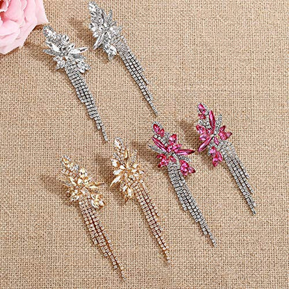 Marquise Crystal Bridal Chandelier Dangle Drop Earrings Ladies Gifts in Silver/Gold Tone - color: K-rose