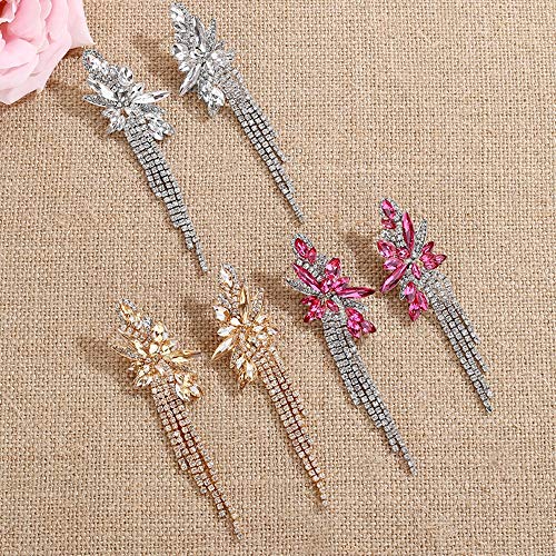 Marquise Crystal Bridal Chandelier Dangle Drop Earrings Ladies Gifts in Silver/Gold Tone - color: L-Champagne