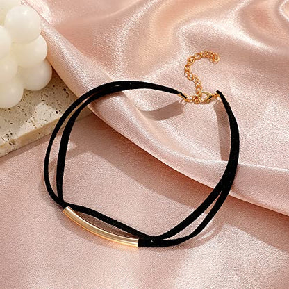 Black Choker Necklaces for Women 90s Red Black Velvet Choker Necklace Thick Thin Chocker Tube Heart Circle Choker Necklace Lace Tatto Collar Necklace Goth Choker Jewelry - style: A1-Tube
