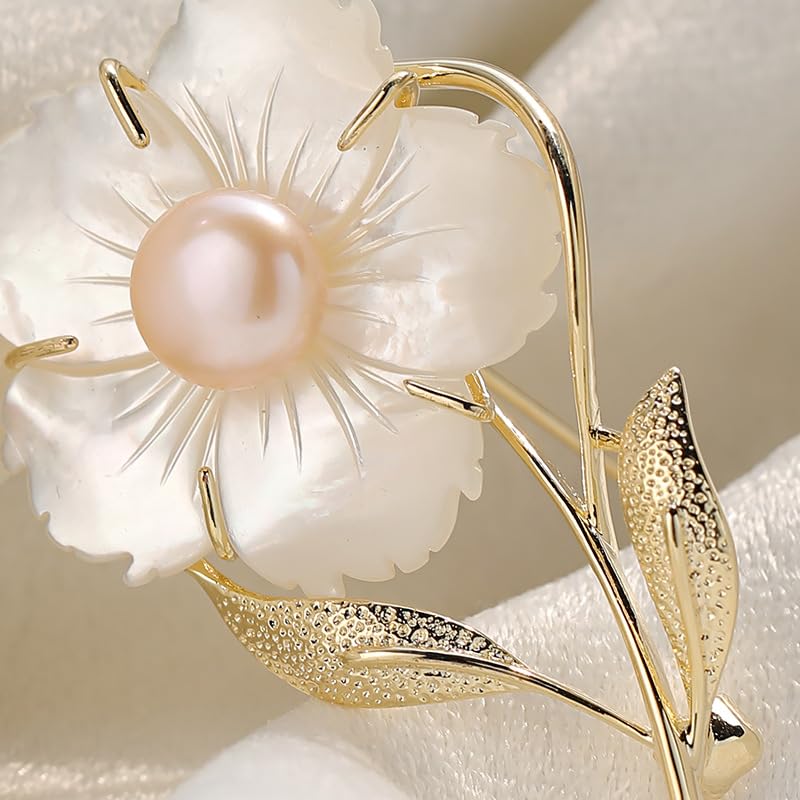 Flower Brooch for Women Rhinestone Pearl Zirconia Flower Lapel Pin Birthday Holiday Gift for Mother Wife Girlfriend - color: 05