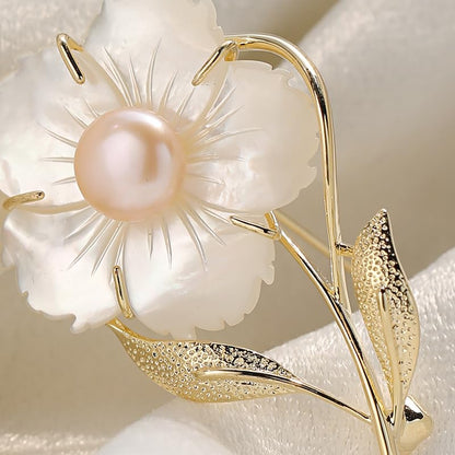 Flower Brooch for Women Rhinestone Pearl Zirconia Flower Lapel Pin Birthday Holiday Gift for Mother Wife Girlfriend - color: 05