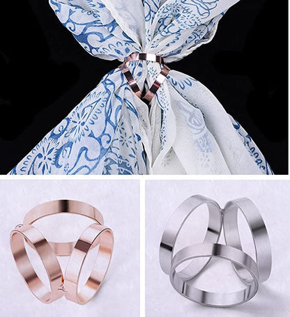 6pcs Women's Flower Faux Pearl Crystal Rhinestone Scarf Ring Buckle Clip