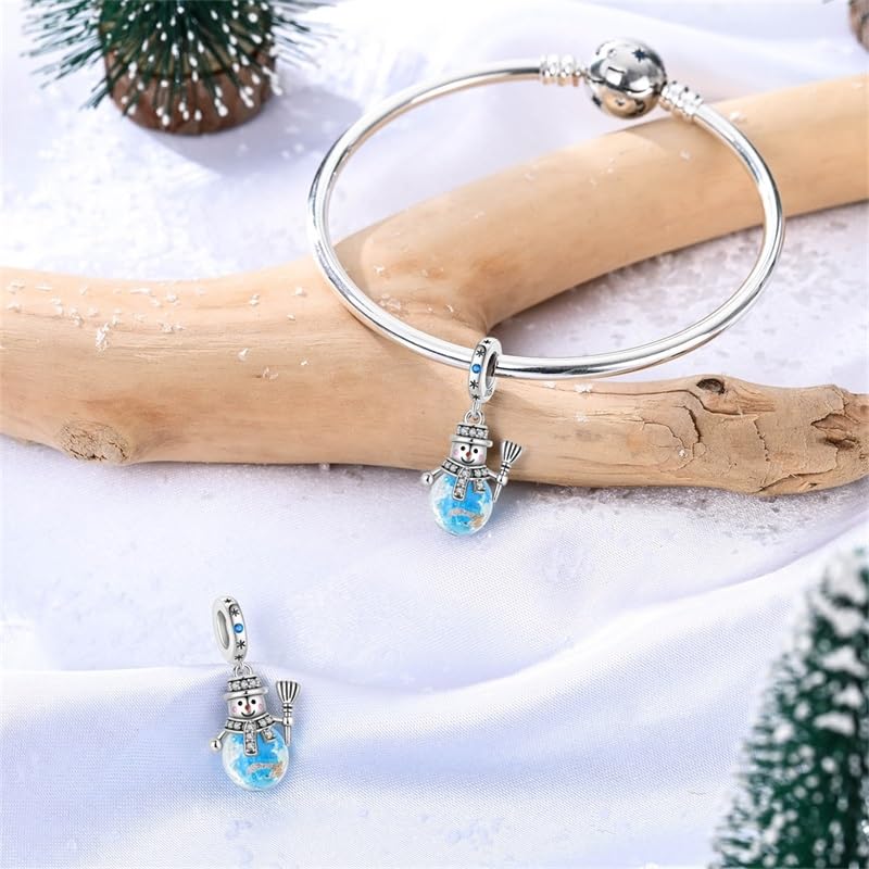Charm for Bracelets and Necklaces, Heart Animals 925 Sterling Silver Bead Celestial Sun Moon Star Charms Jewelry Gift for Women Girls - color: Christmas Snowman Charm