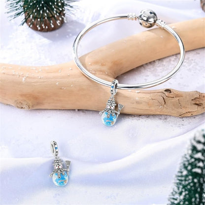 Charm for Bracelets and Necklaces, Heart Animals 925 Sterling Silver Bead Celestial Sun Moon Star Charms Jewelry Gift for Women Girls - color: Christmas Snowman Charm