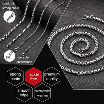 Mens Chain Necklaces, Stainless Steel Rolo Chain Necklace for Men & Women - color: Silver 4mm