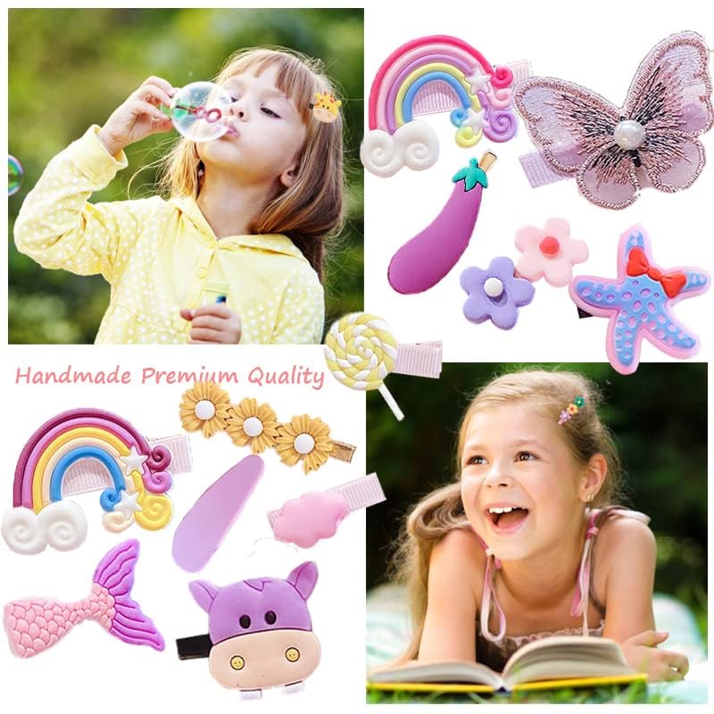28 PCS Cute Hair Clips Fashion Girls Hair Accessories Flower Fruit Colorful Rainbow Candy Dessert Lovely Animal Barrettes Set Non-slip Metal Snap Pins for Girls Kids Teens Toddlers (Style E) - color: Style E