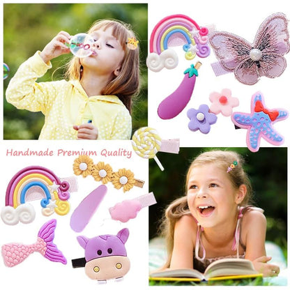 28 PCS Cute Hair Clips Fashion Girls Hair Accessories Flower Fruit Colorful Rainbow Candy Dessert Lovely Animal Barrettes Set Non-slip Metal Snap Pins for Girls Kids Teens Toddlers (Style E) - color: Style E