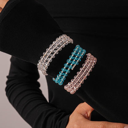 Caiyao Bohemia Multilayer Glass Beaded Charm Bracelets Handmade Resin Beads Stackable Wrap Bracelet Layered Open Cuff Bnagles for Women Holiday Vacation Boho Jewelry Gifts - color: White