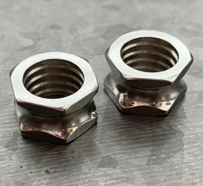 PAIR of Steel Hexagon Screw Bolt Tunnels Double Flare Plugs Earlets Gauges - style: 7/8" (22mm)