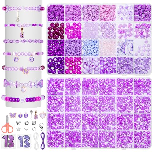 Goldwise Purple Era Inspired Bracelet Making Set for Fans, 2-Box Jewelry Craft Supplies with Glass, Clay & Seed Beads, Letter Beads and Symbolic Charms for Personalized Accessories - color: Speak Now