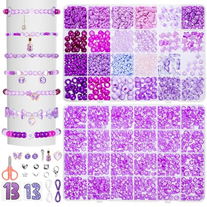 Goldwise Purple Era Inspired Bracelet Making Set for Fans, 2-Box Jewelry Craft Supplies with Glass, Clay & Seed Beads, Letter Beads and Symbolic Charms for Personalized Accessories - color: Speak Now