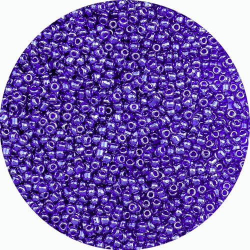 2mm Glass Seed Beads Bulk, Metallic Blue 12/0 Tiny Round Seed Bead, Small Mini Pony Craft Beads for Bracelet Necklace Wrist Jewelry Making Beading Weaving DIY Crafts Supplies - color: Metallic Blue