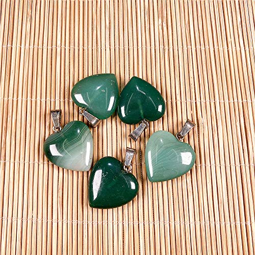 LHJ 20 Pcs Natural Stone Pendants Heart Shape Crystal Quartz Agate Charms for Jewelry Making Necklace Bracelet - color: Heart A