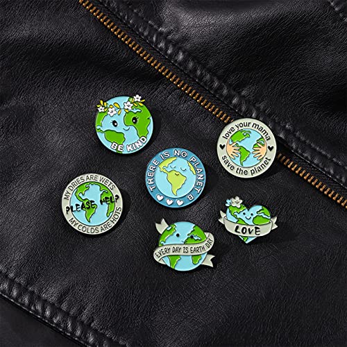 6 Pcs Cute Enamel Lapel Pins Sets Cartoon Animal Plant Fruits Foods Brooches Creative Pin Badges for Clothing Bags Backpacks Jackets Hat Accessory - color: Green