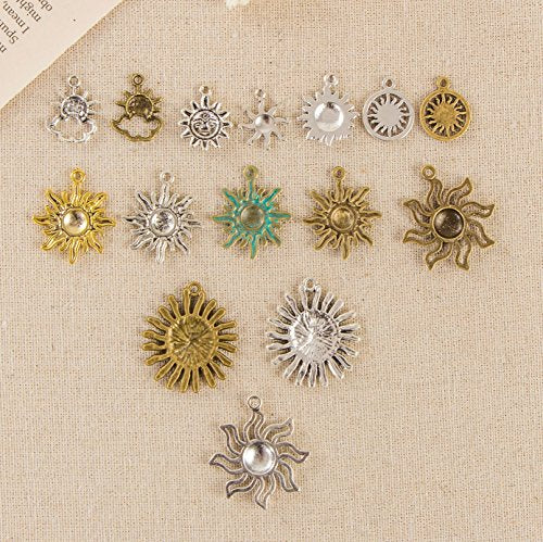 Celestial Sun Charm-100g (About 45-50pcs) Craft Supplies Sun Charms Pendants for Crafting, Jewelry Findings Making Accessory for DIY Necklace Bracelet (M006) - color: M006