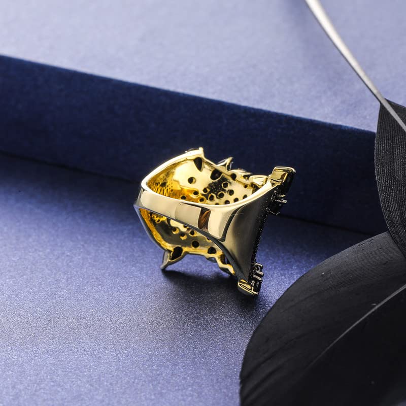 Statement Flower Ring Cocktail Leaf Ring Birthstone Anniversary Signet Ring | Hypoallergenic|14K Gold Plated|Sterling Silver Sparkling Engagement Promise Party Ring for Women, Size 6 to 10(With Box) - color: Spinel - Gold