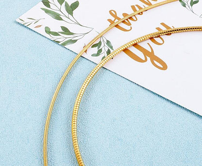 JAJAFOOK Minimalist Round Gold-Tone Bar Necklace Simple Fashion High Neck Choker Female King Neckwire - color: Gold-18.5in*3mm