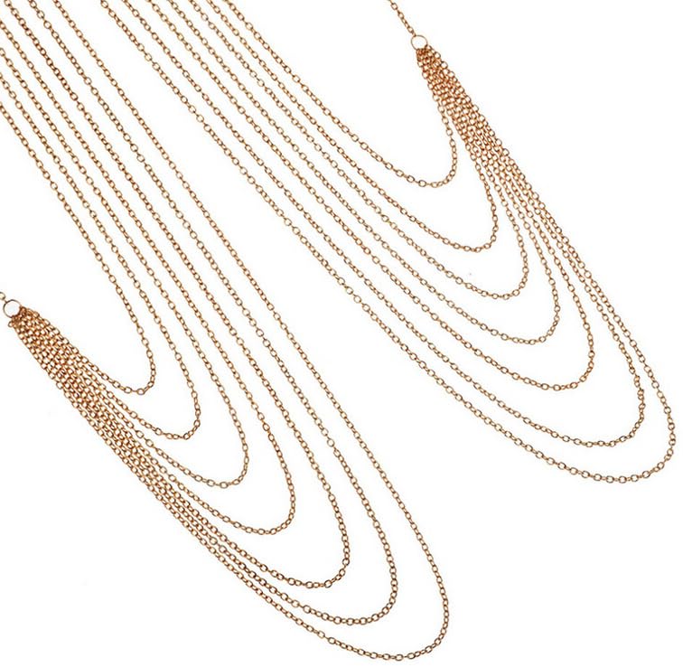Harness Body Chain Sexy Layered Tassel Belly Waist Chain Necklace Boho Hot Bikini Nightclub Party Beach Body Jewelry for Women and Ladies Gold Tone - style: B:Style B