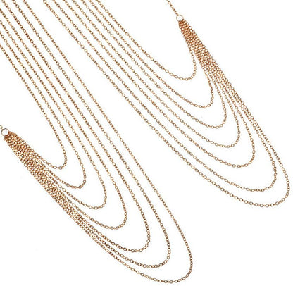 Harness Body Chain Sexy Layered Tassel Belly Waist Chain Necklace Boho Hot Bikini Nightclub Party Beach Body Jewelry for Women and Ladies Gold Tone - style: B:Style B