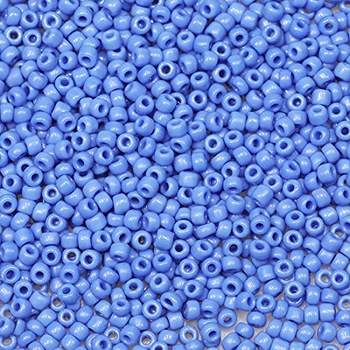 Bala&Fillic Opaque Blue 3mm Seed Beads About 3600pcs/100Grams in Bag, 8/0 Glass Craft Beads for Making Bracelet and Necklace (Blue) - color: Blue