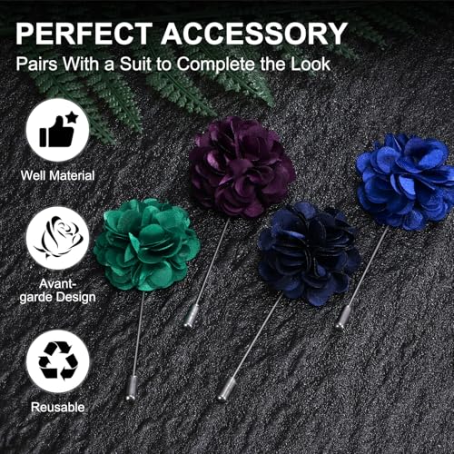 M METERXITY Flower Lapel Pins for Men, Boutonnieres Pin Camellia Flower Groom Boutonnieres for Wedding/Graduation - color: Navy Blue