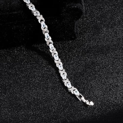 Tennis Bracelets for Women, Oval Tennis Bracelets with X-Shape Classic Design Cubic Zirconia Bracelet for Women Men, 14K White Gold Plated Elegant CZ Bracelet 6.5-7.5 Inches - size: 7.5 inch