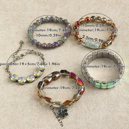 Yomisa Boho Beaded Bracelets/Bangle for Women,Multilayer 5/6/7PCS Healing Natural Handmade Stone Bead Bracelets Stackable Stretch Friendship Beaded Bracelet Set Trendy Western Bohemian Jewelry Gift - color: 5pcs-Turquoise