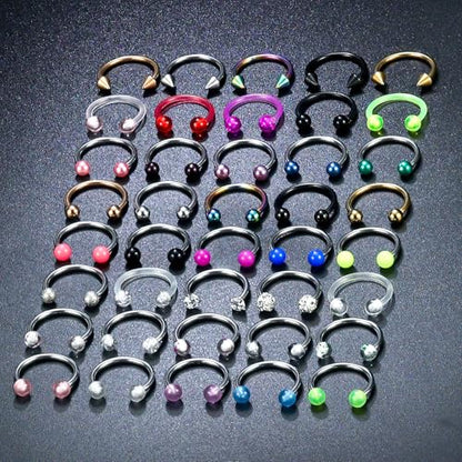 D.Bella 16G 18G 20G Horseshoe Septum Rings Surgical Steel Nose Piercing Jewelry Cartilage Helix Tragus Earring Hoop Eyebrow Lip Retainer for Women Men 6mm 8mm 10mm 12mm - color: 16G-8MM-40 Pcs