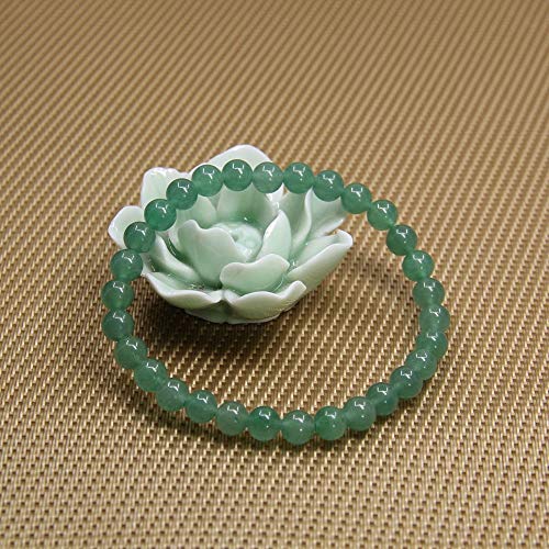 Angelstones Gemstones 6mm Round Beads Healing Crystal Bracelet for women | Natural Gemstone, Handmade Gifts for Women, Healing Crystal Round Beaded Stretch Bracelets, Unisex Jewelry for Women and Men - color: Green Aventurine